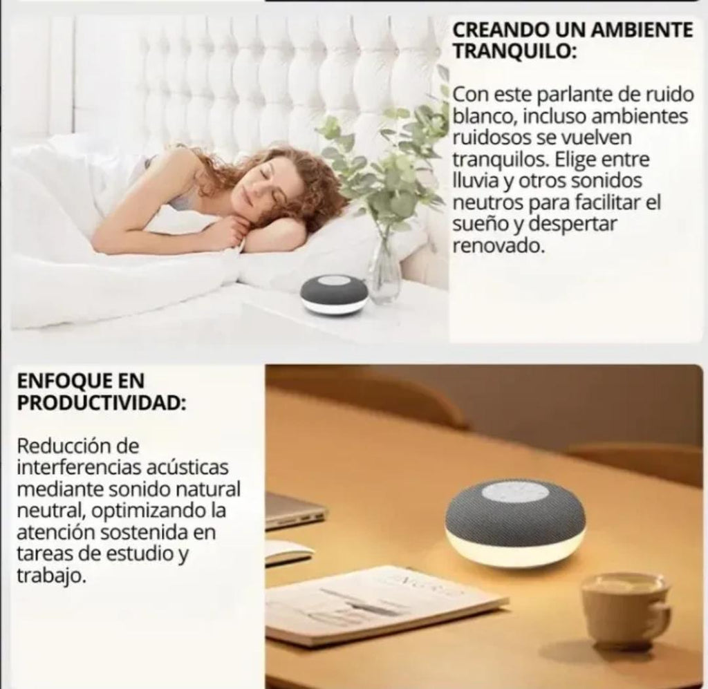 Máquina de Ruido Blanco Portátil para Bebés y Adultos con Luz Nocturna